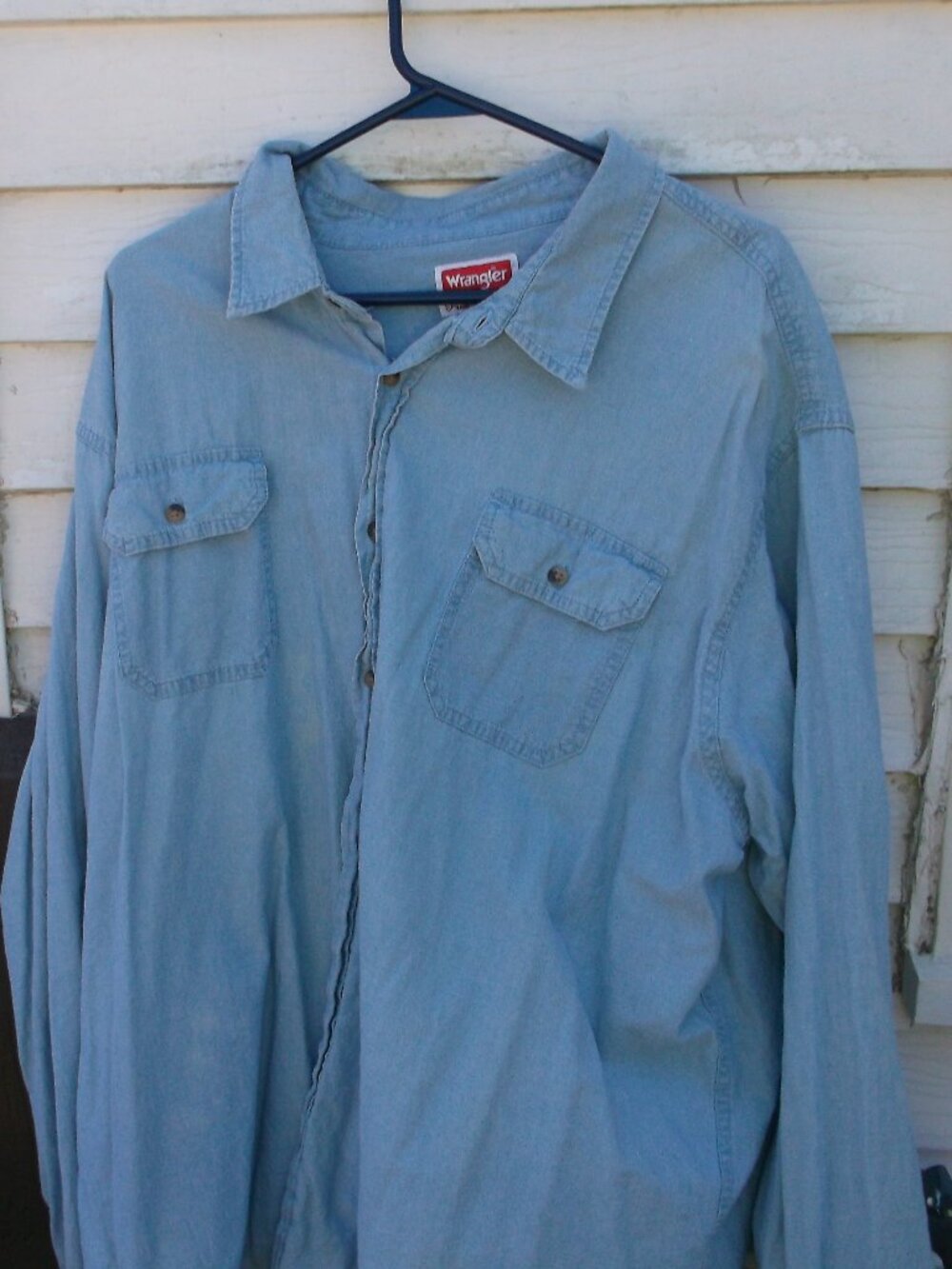 Wrangler Premium Quality Shirt 3XL – Light Blue Denim, Long Sleeve, 100% Cotton